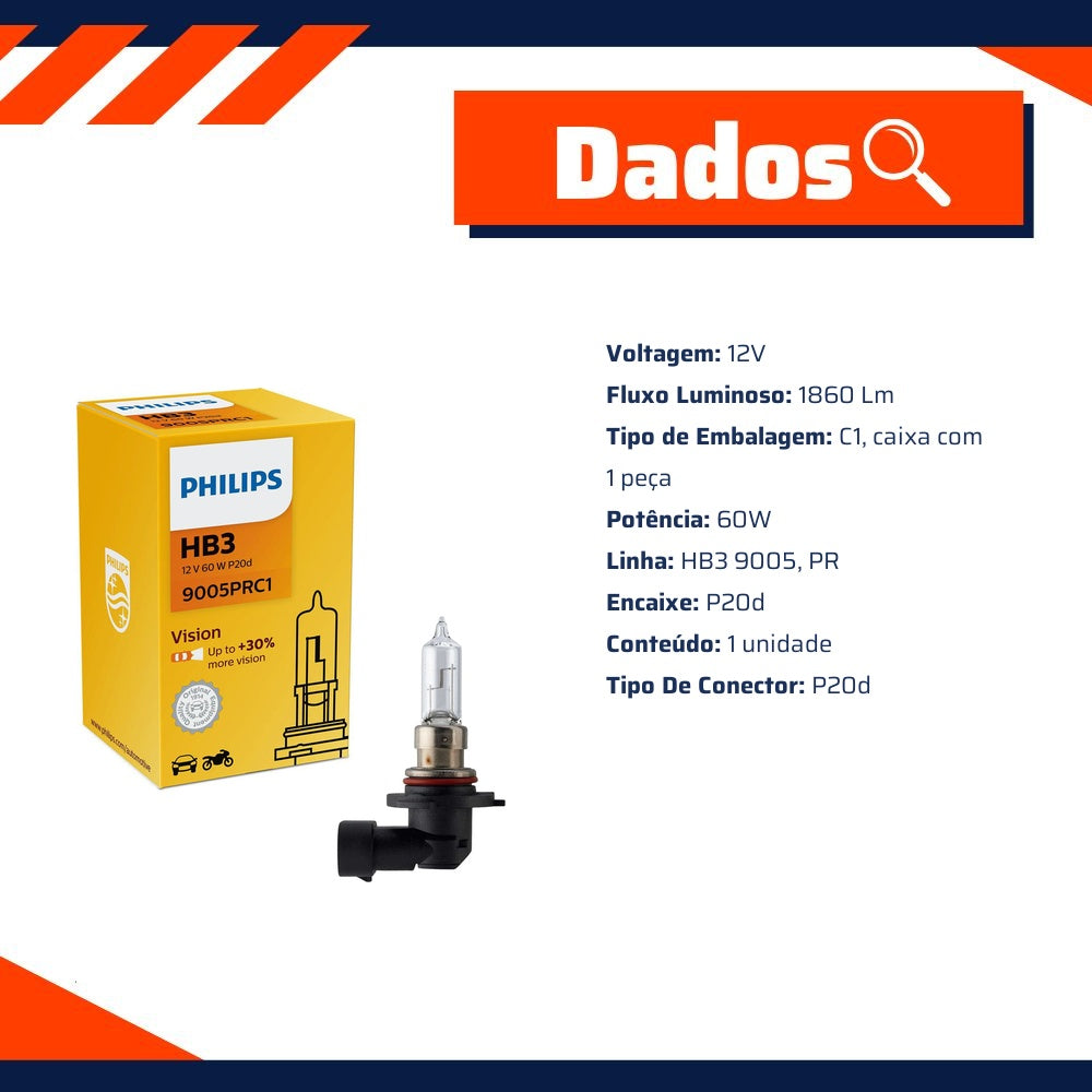 Lâmpada do Farol HB3 12V - Philips - 9005PRC1 - (3)