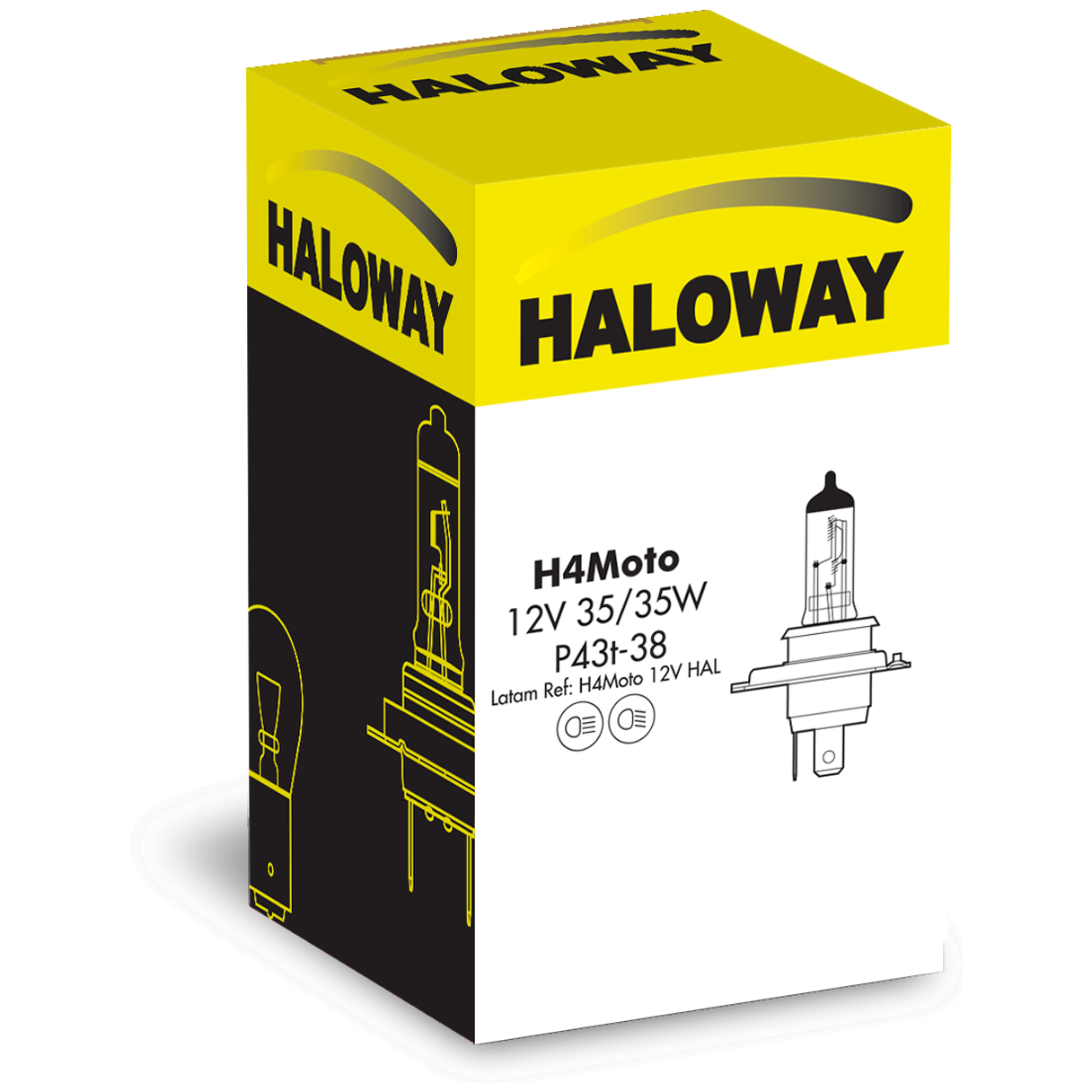 Lâmpada do Farol Moto H4 35/35W 12V - Haloway - H4Moto 12V HAL - (3)