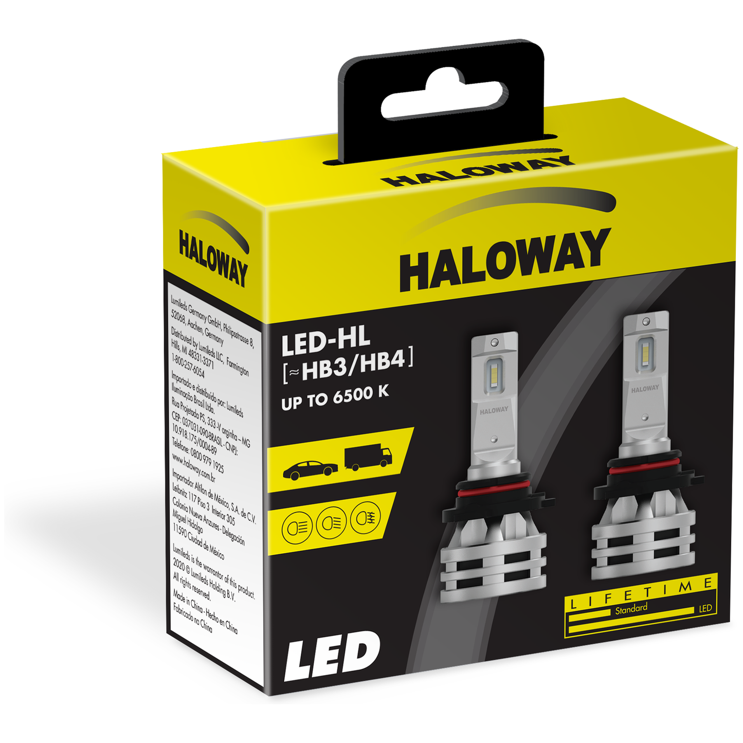 Par Lâmpada LED do Farol HB3/HB4 12V 6500K - Haloway - LED HB3/4 HAL - (3)