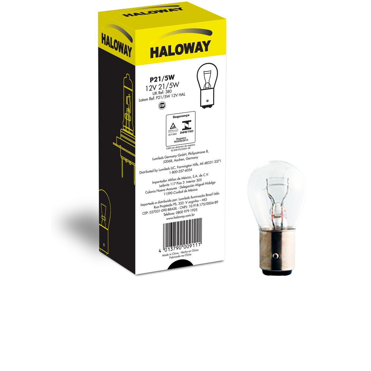 Lâmpada Freio/Lanterna P21/5W 12V 2 Polos - Haloway - P21/5W 12V HAL - (1)