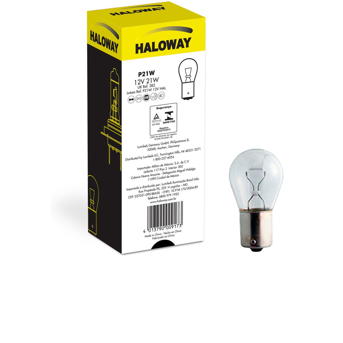 Lâmpada Freio/Lanterna P21W 12V 1 Polo - Haloway - P21W 12V HAL - (1)