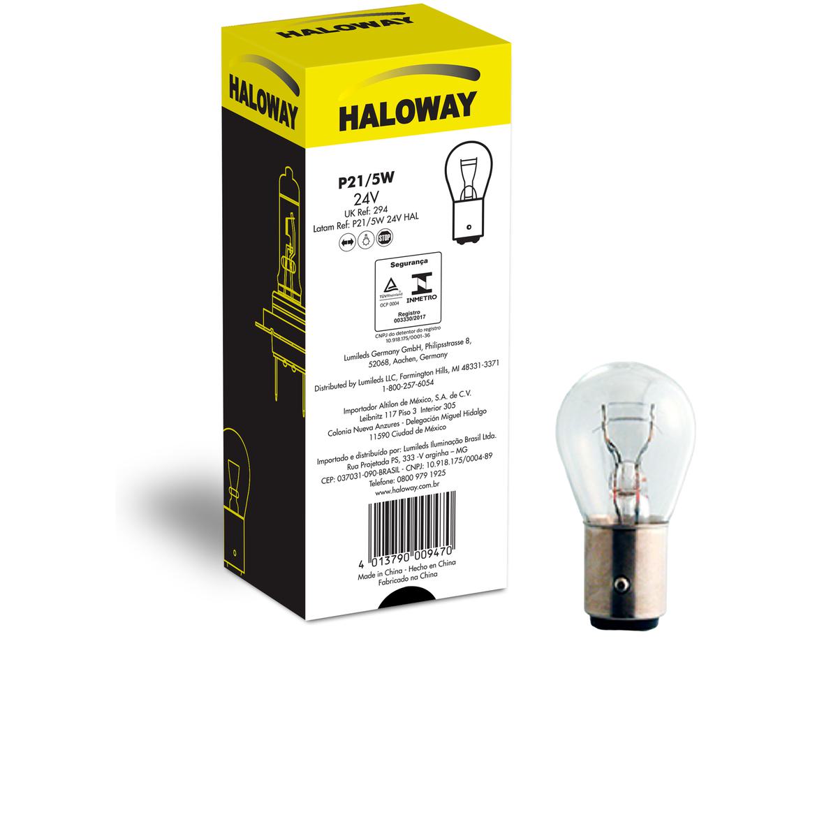 Lâmpada Freio/Lanterna P21/5W 24V 2 Polos - Haloway - P21/5W 24V HAL - (1)