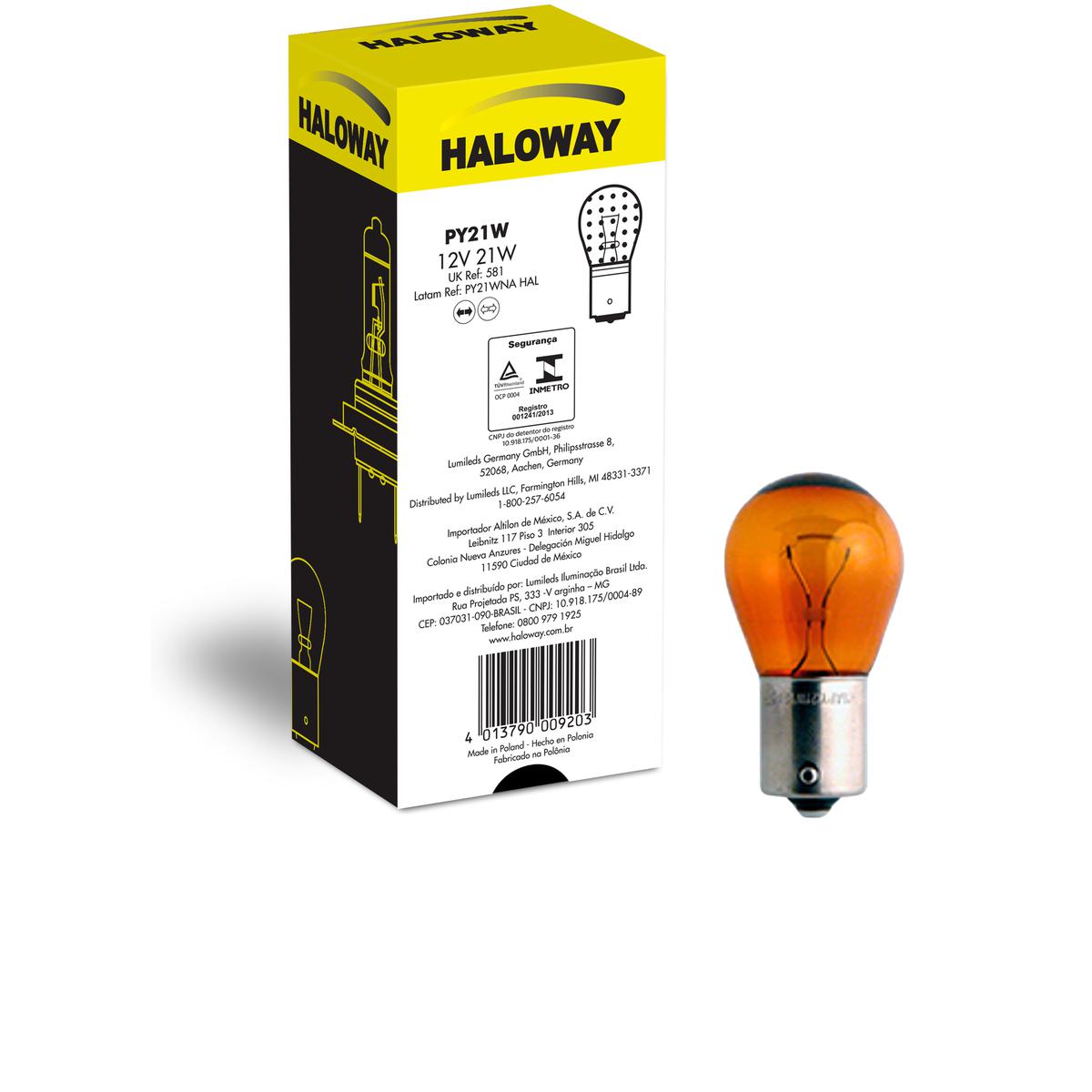 Lâmpada Freio/Lanterna PY21W 12V Ambar - Haloway - PY21WNA HAL - (1)