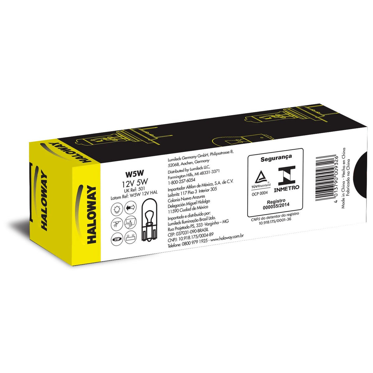 Lâmpada Freio/Lanterna W5W 12V T10 Pingão - Haloway - W5W 12V HAL - (1)
