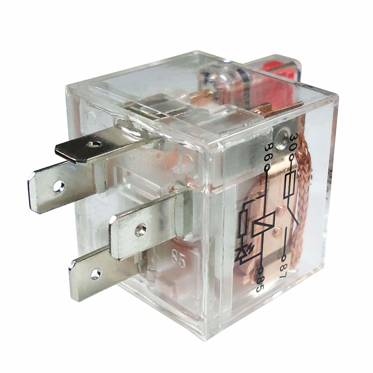 Relé Auxiliar Acrílico com LED e Fusível 40A 24V 4 Terminais - DNI - 8251 - (1)