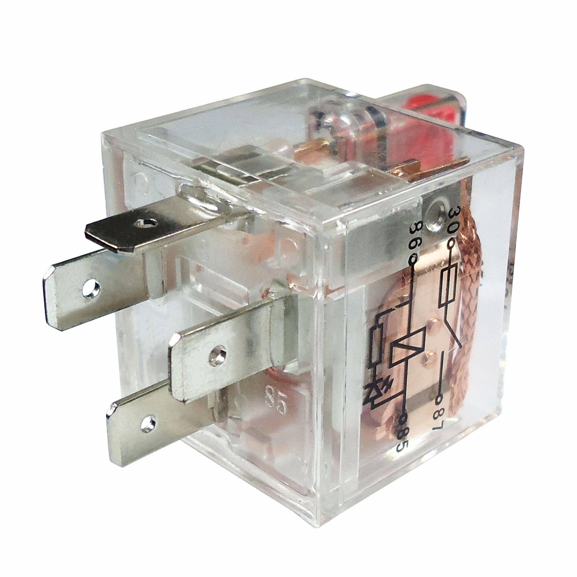 Relé Auxiliar Acrílico com LED e Fusível 40A 24V 4 Terminais - DNI - 8251 - (1)