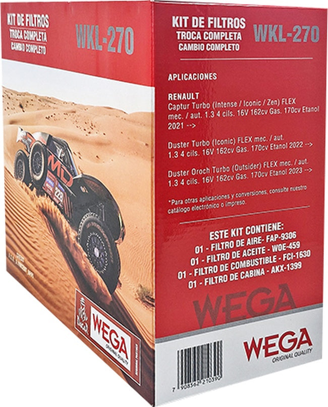 Kit de Filtros Captur Duster/ Oroch 1.3 Turbo - Wega - Wkl-270 - (3)