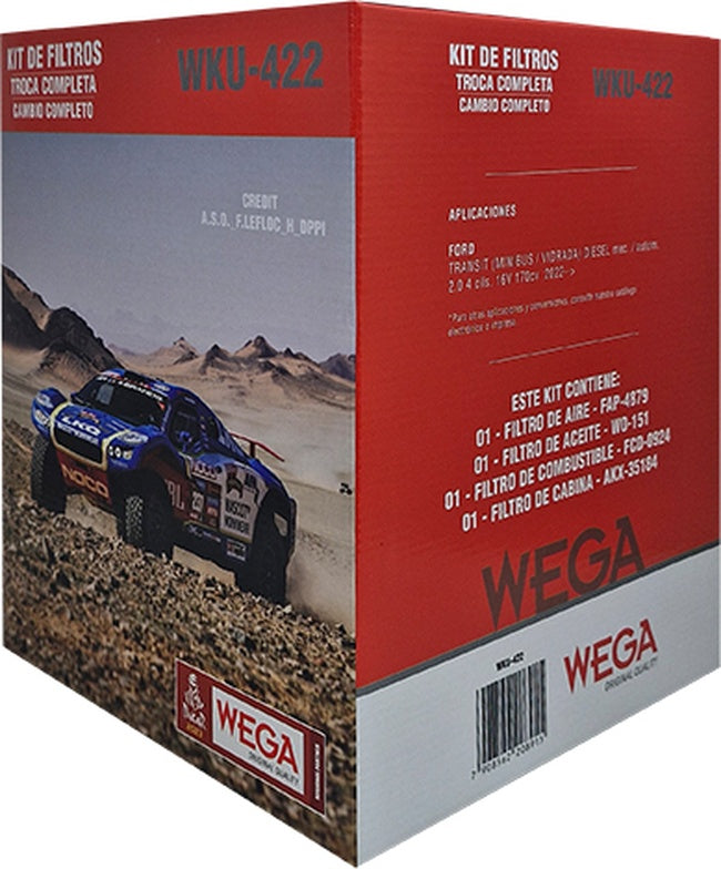 Kit Troca Completa Filtros Ar Combustível Óleo Cabine Transit 2.0 16V Diesel 22> - Wega - WKU-422 - (6)