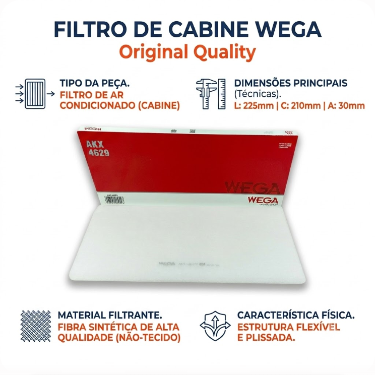 FIltro de Ar Condicionado Cabine - Wega - AKX-4629 - (4)