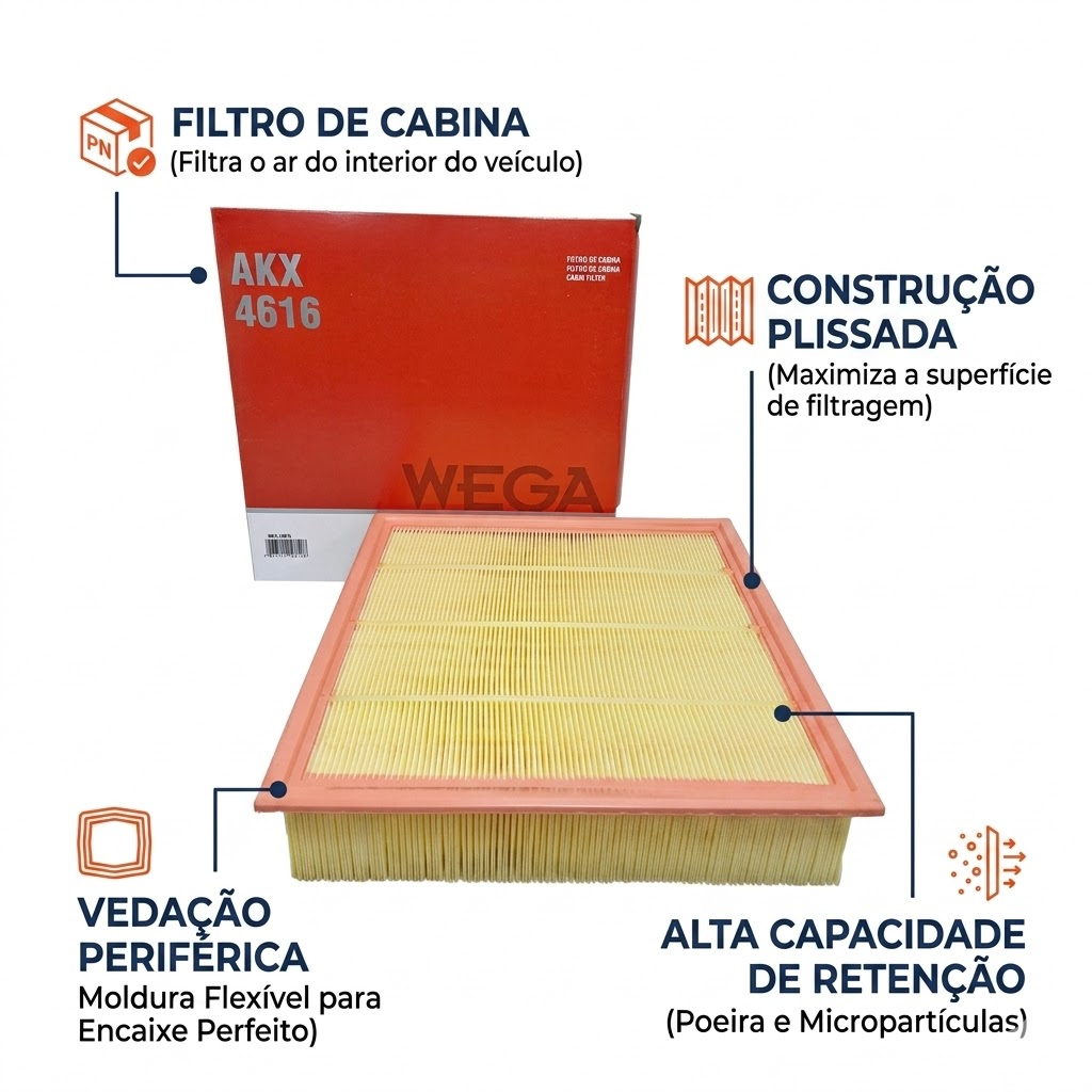 FIltro de Ar Condicionado Cabine - Wega - AKX-4616 - (4)