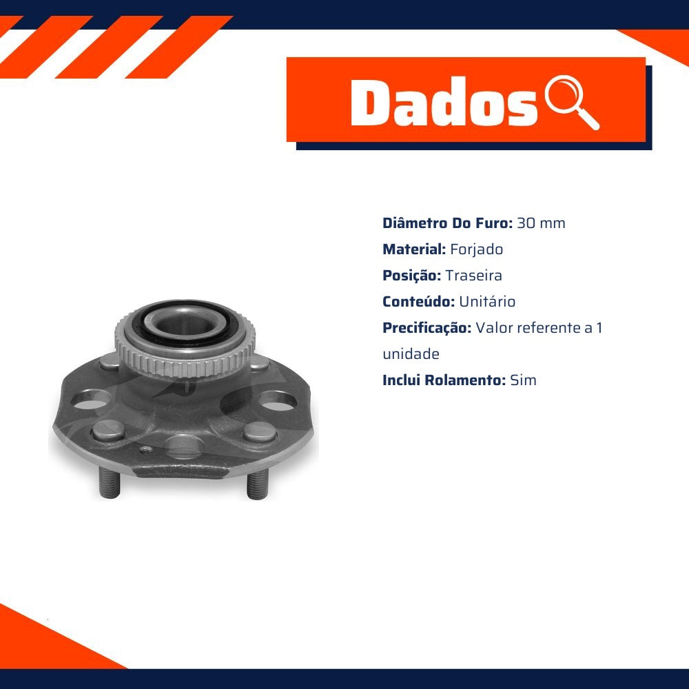 Cubo de Roda Traseiro com Rolamento para Honda Accord - Cobra Automotiva - CR-717 C - (2)