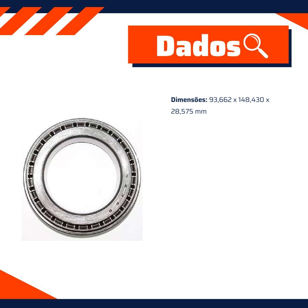 Rolamento 93,662 x 148,430 x 28,575 mm - Cobra Automotiva - 42368/42584 C - (2)
