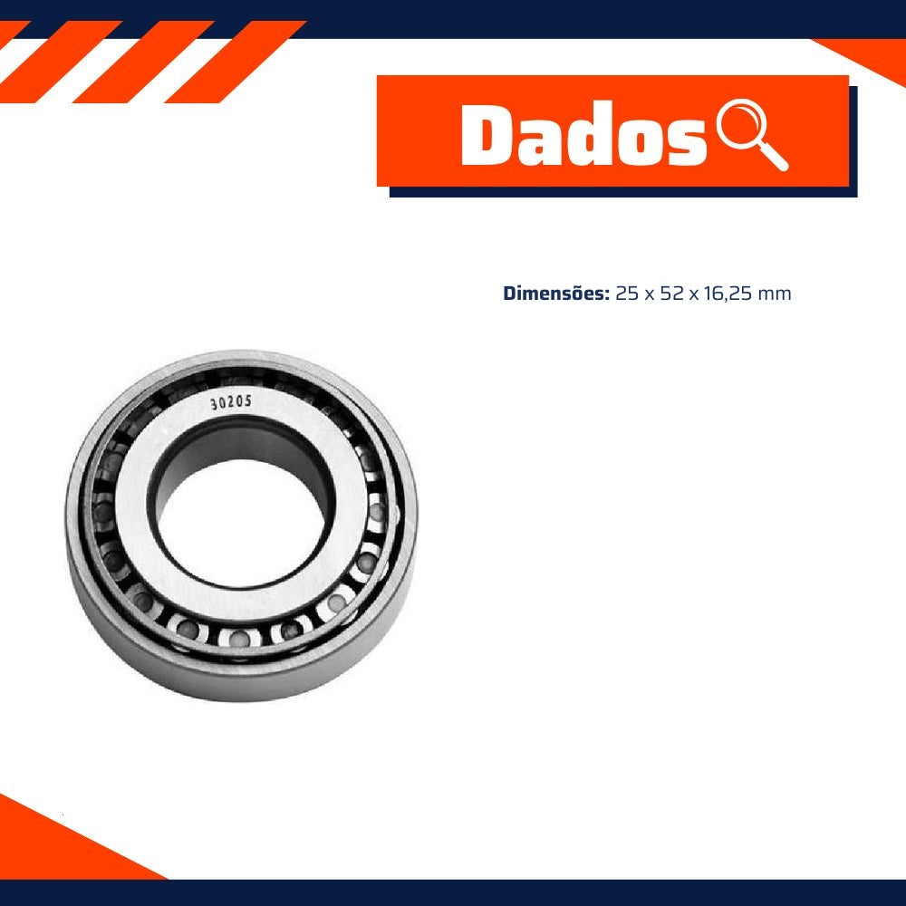 Rolamento 25 X 52 X 16,25 mm para Chevrolet Space Van - Cobra Automotiva - 30205 C - (2)