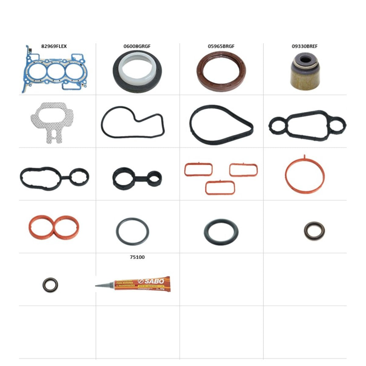 Jogo de Juntas do Motor Completo com Retentor - Metálica - Sabó - 80969FLEXR - (1)