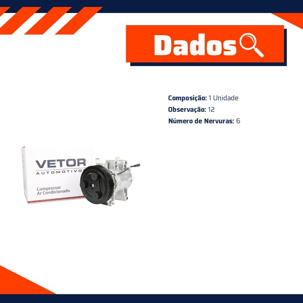 Compressor do Ar Condicionado - Vetor - VCA0062 - (5)