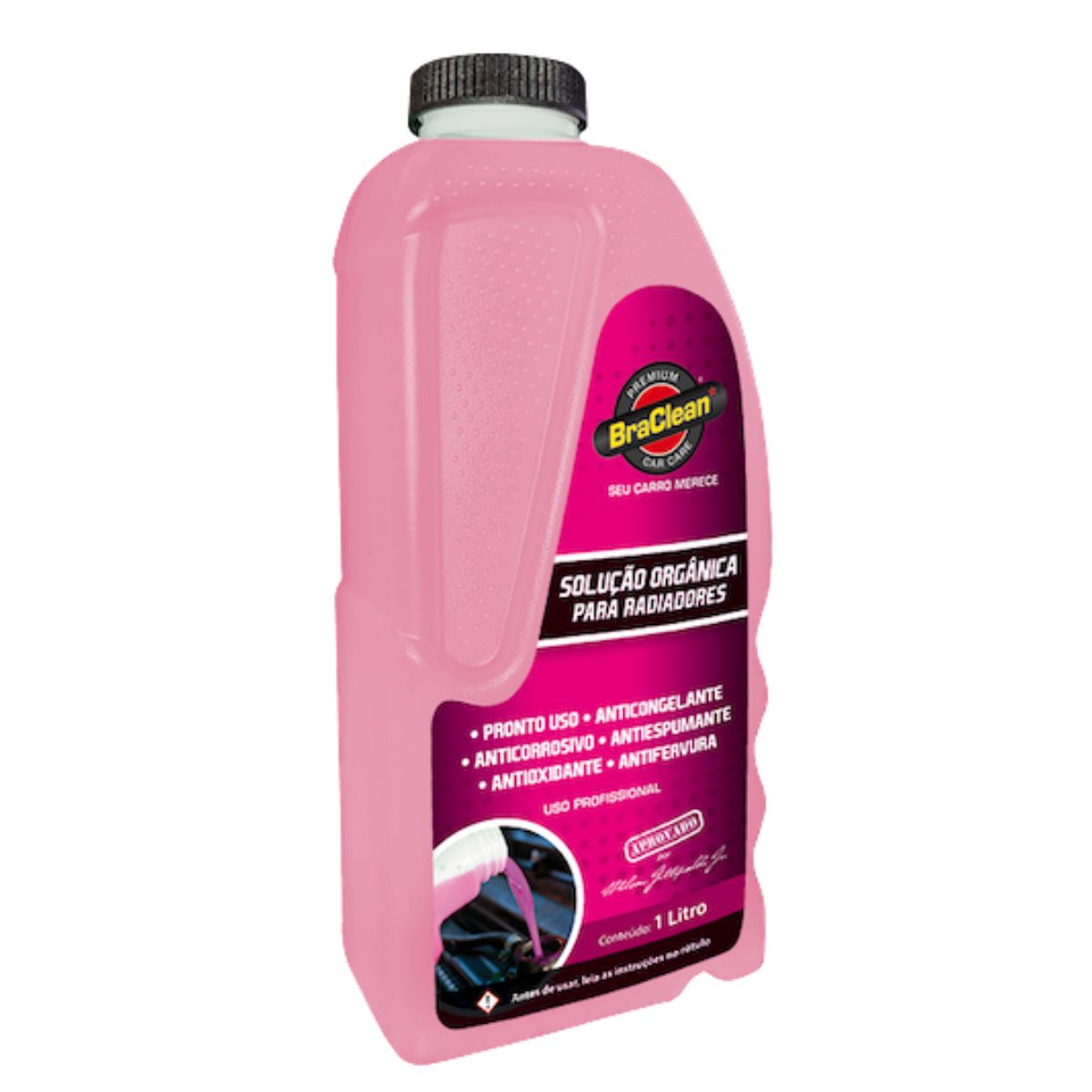 Solução Radiador Pronto Uso 1L BraClean Rosa MEG Anticorrosivo - Braclean - SRPU1000B - (1)