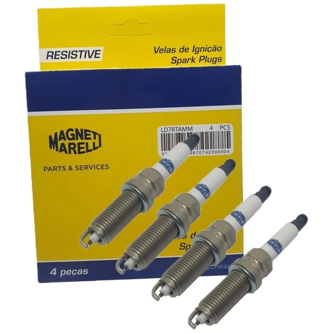Kit 4 Vela Ignição Resistiva - Magneti Marelli - LD7RTAMM - (1)