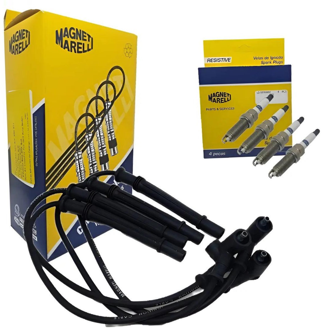 Kit 4 Vela Ignição e Cabo - Magneti Marelli - CVMR1602 / LD7RTAMM - (1)