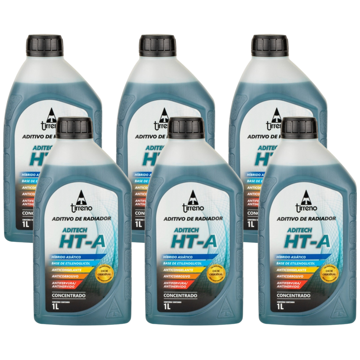 Aditivo 6L Concentrado Radiador Azul Tirreno Aditech HT-A Híbrido Asiático - (1)
