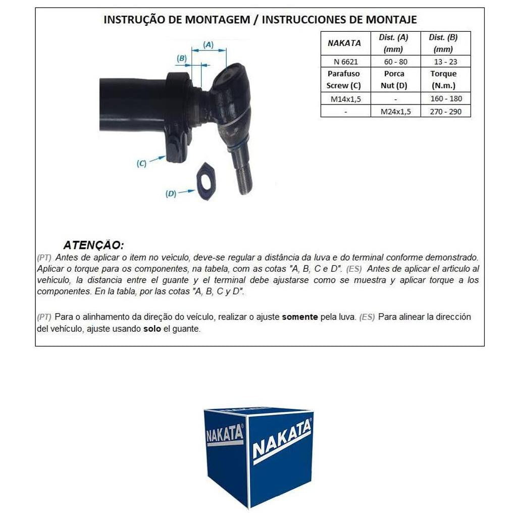 Barra de Ligação Dianteira - Nakata - N 6621 - (1)