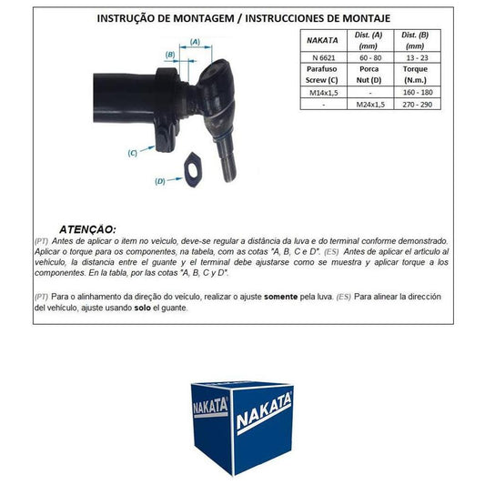 Barra de Ligação Dianteira - Nakata - N 6621 - (1)