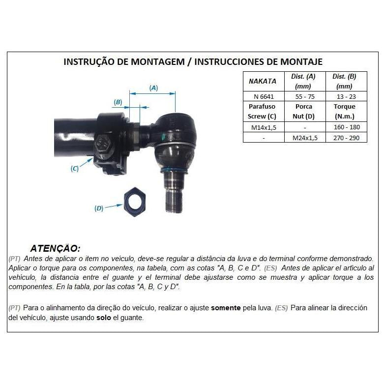 Barra de Ligação Dianteira - Nakata - N 6641 - (2)