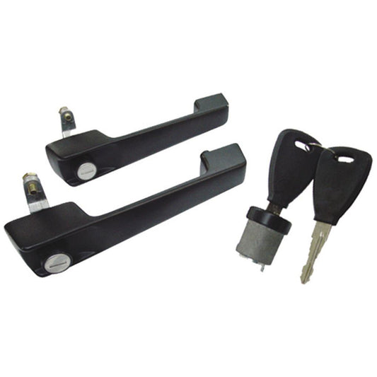 Conjunto de Maçanetas e Cilindros do Portas Dianteira/Ignição - Preto - Zamac - Universal - 50186 - (1)