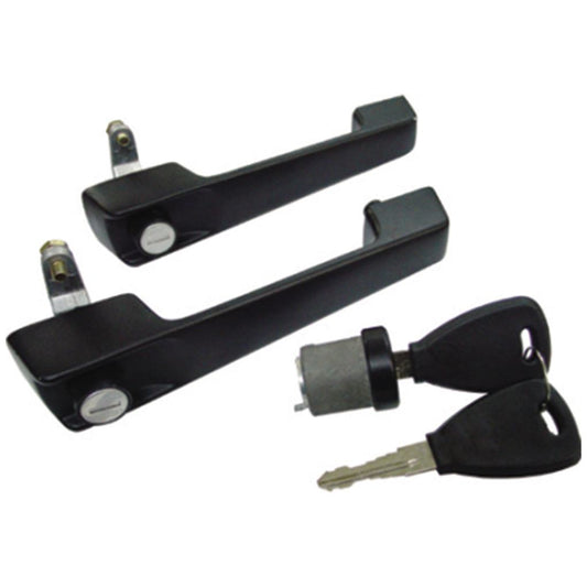 Conjunto de Maçanetas e Cilindros do Portas Dianteira/Ignição - Preto - Zamac - Universal - 50187 - (1)