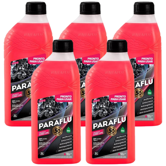 Kit 5 Litros Aditivo Radiador Pronto Para Uso Paraflu Bio Orgânico Rosa - (1)