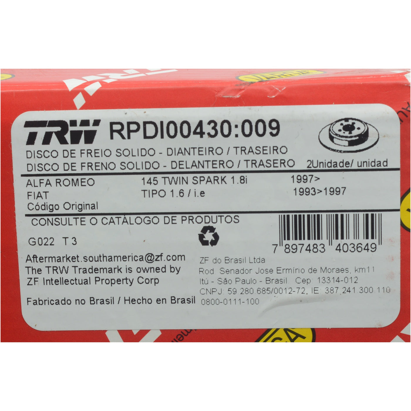 Disco de Freio - TRW - RPDI00430 - (4)