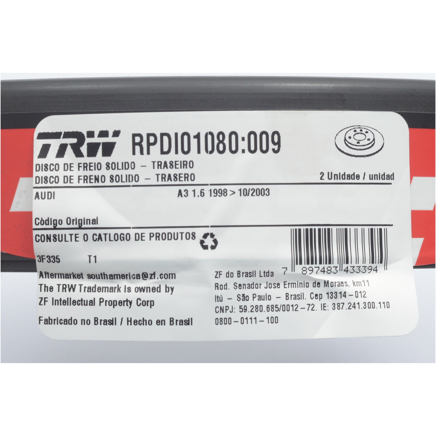 Kit Disco e Pastilha Traseira - TRW - RCPT08530 - RPDI01080 - (7)