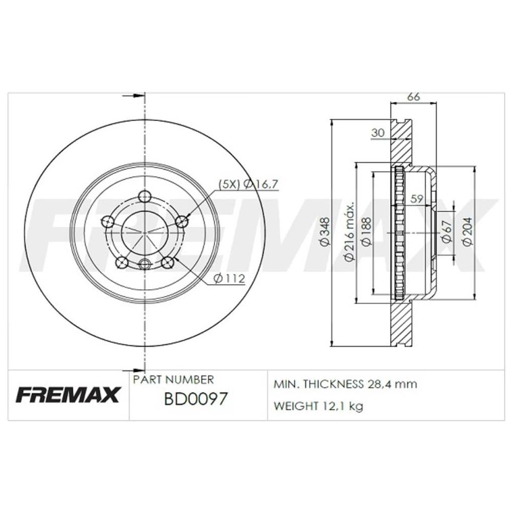 Disco de Freio Ventilado Dianteiro 1 Unidade - Fremax - BD0097 - (2)
