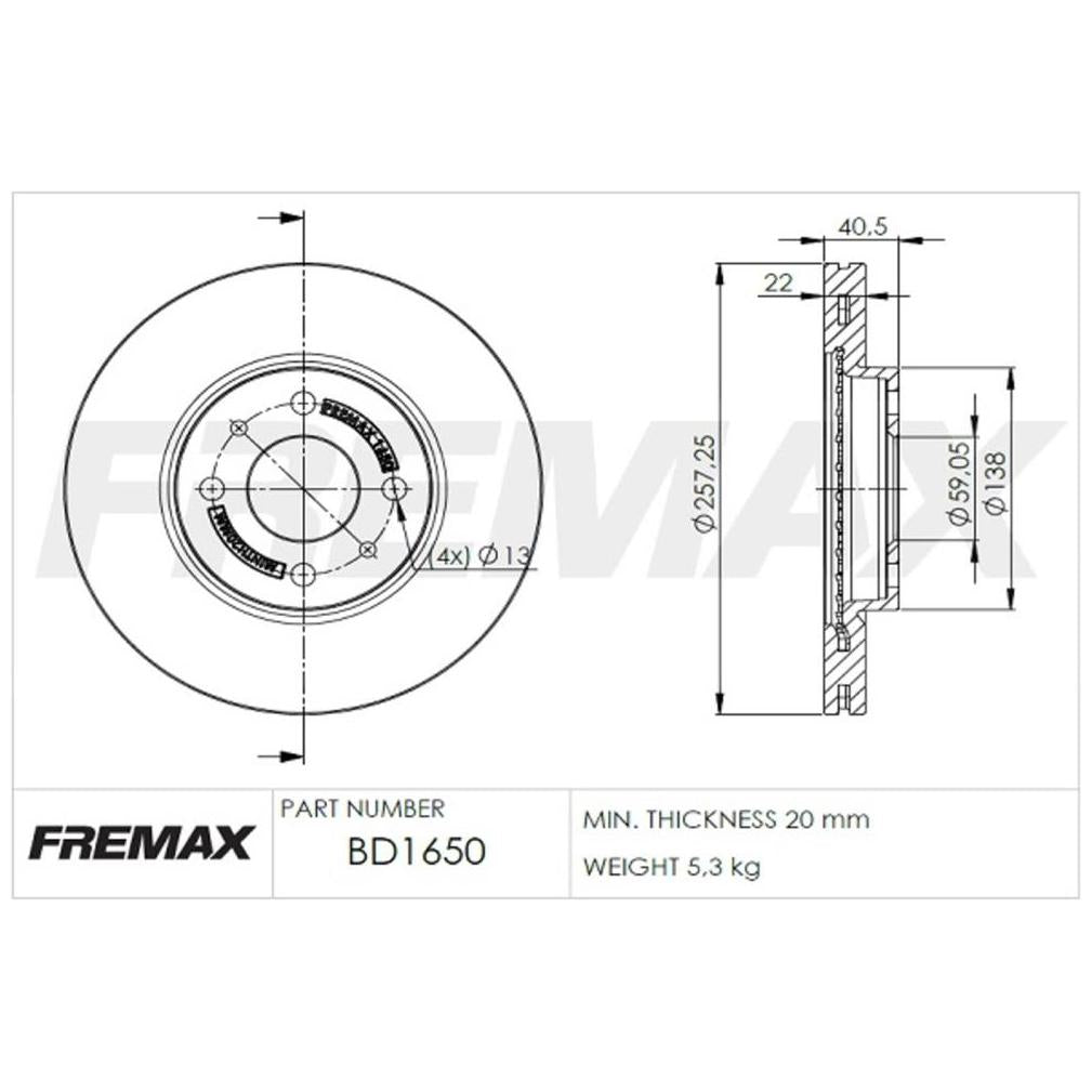 Par Disco de Freio Ventilado Dianteiro - Fremax - BD1650 - (2)