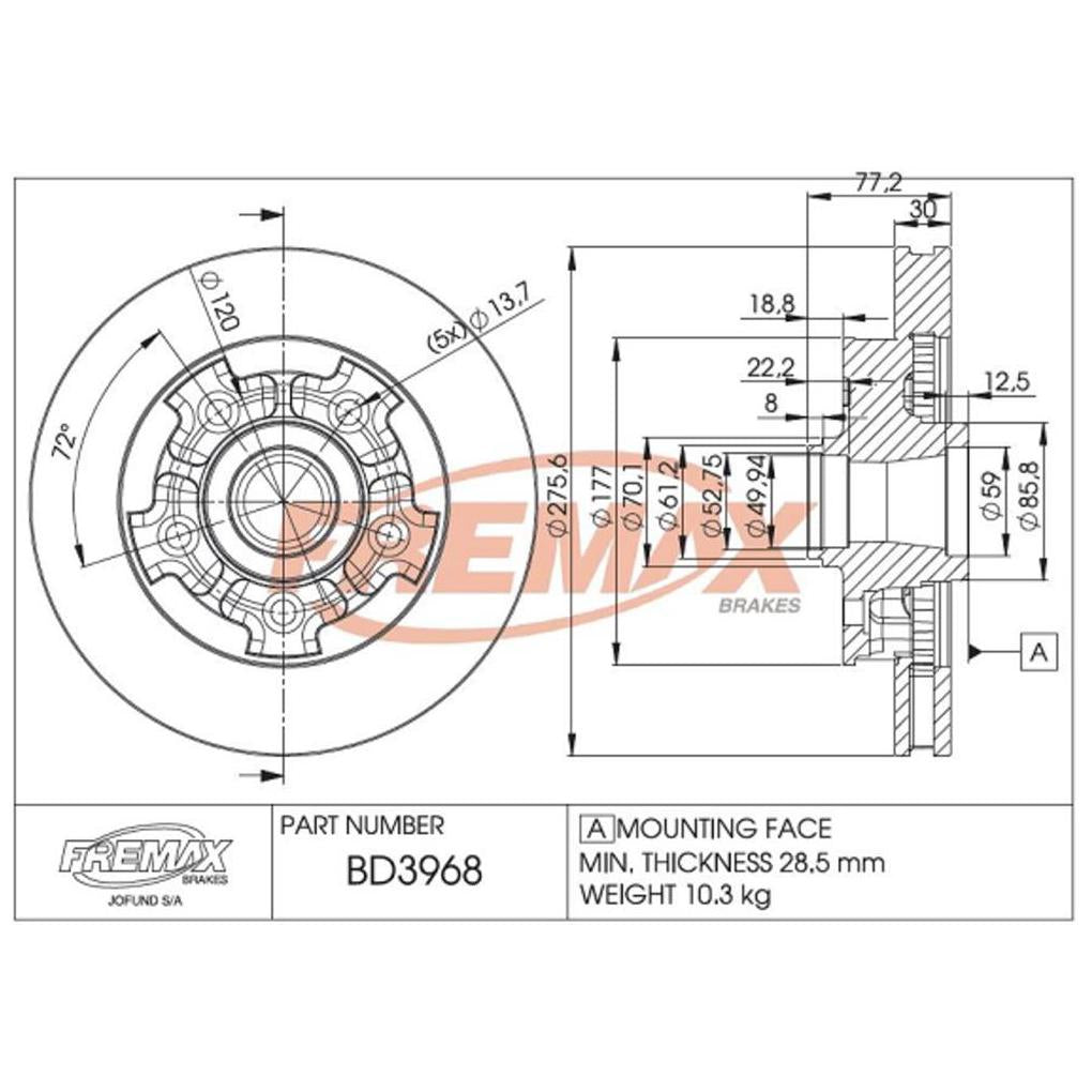 Par Disco de Freio Dianteiro - Fremax - BD3968 - (2)