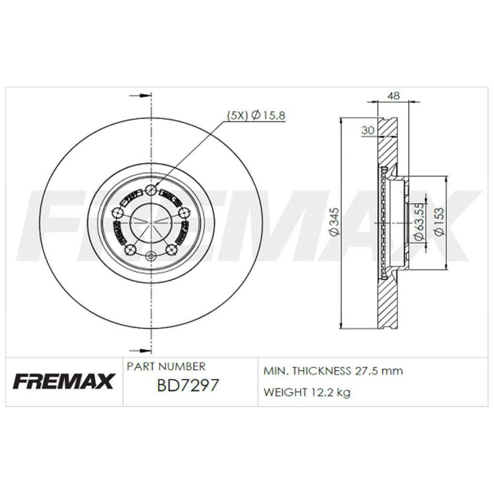 Disco de Freio Ventilado Dianteiro 1 Unidade - Fremax - BD7297 - (2)