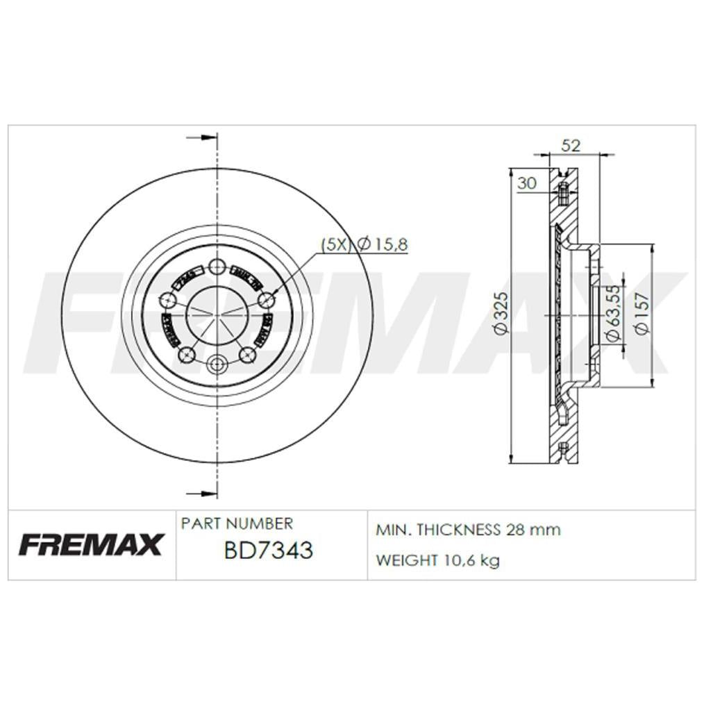 Par Disco de Freio Dianteiro - Fremax - BD7343 - (4)
