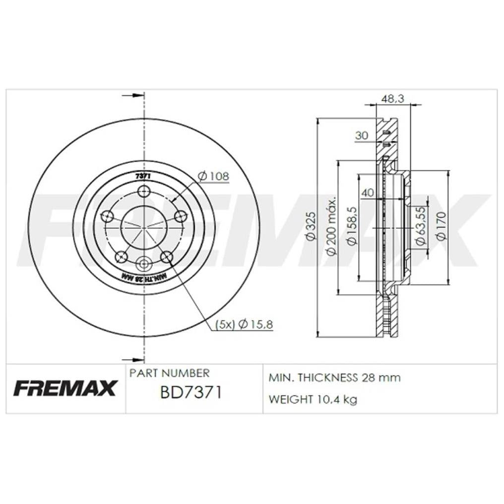 Par Disco de Freio Dianteiro - Fremax - BD7371 - (4)