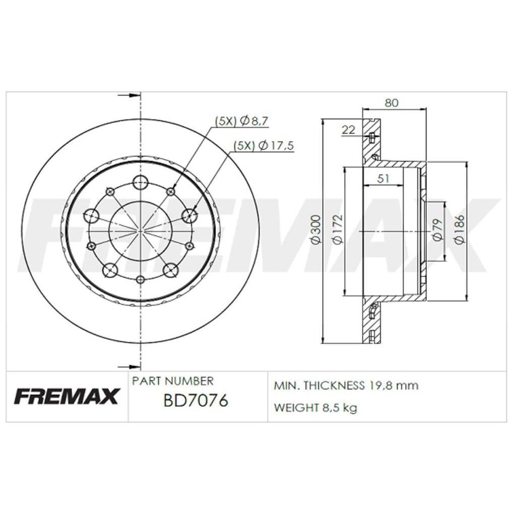 Par Disco de Freio Traseiro - Fremax - BD7076 - (4)