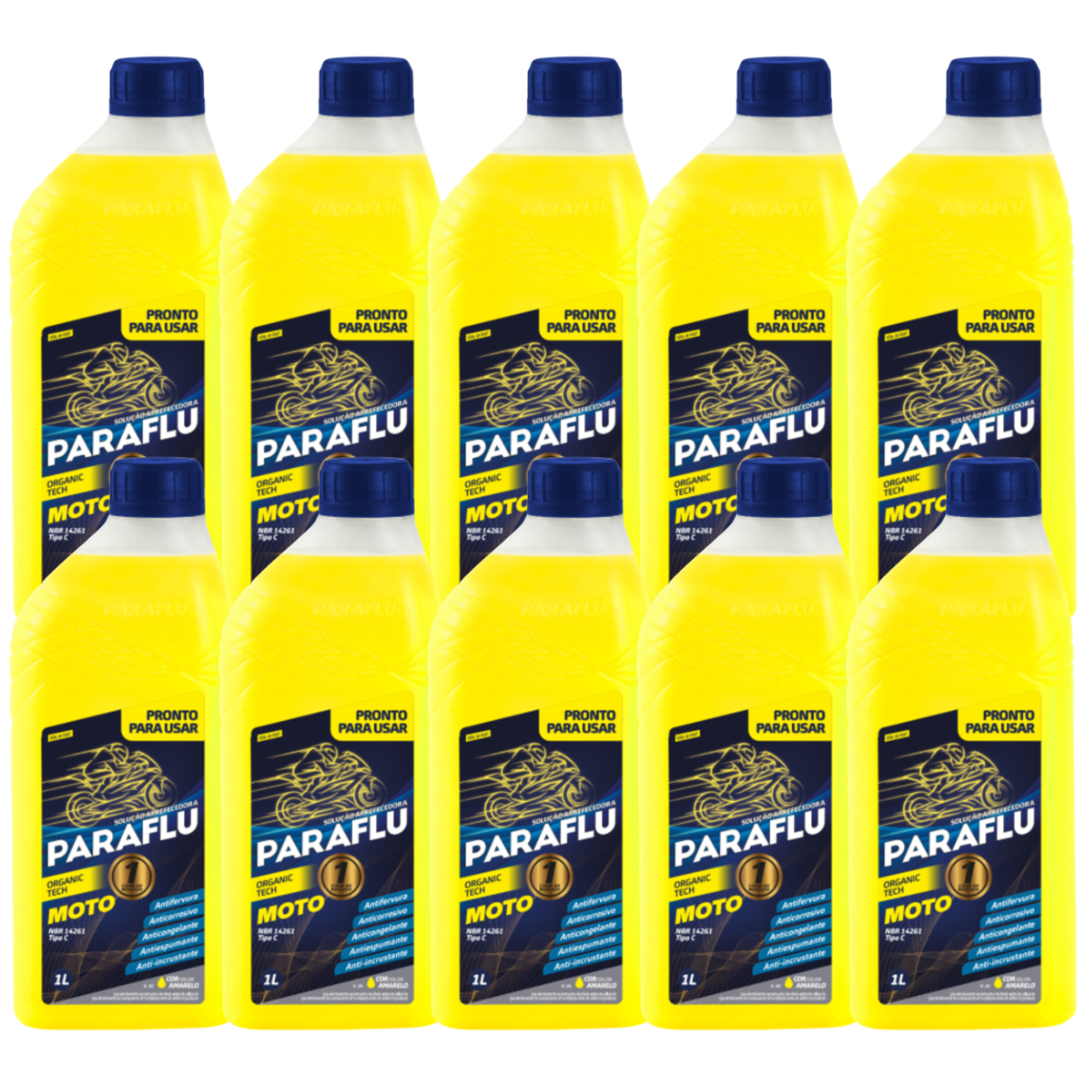 Kit 10 Litros Aditivo Radiador Amarelo Moto Pronto para Uso - Paraflu - 10-3037 - (1)