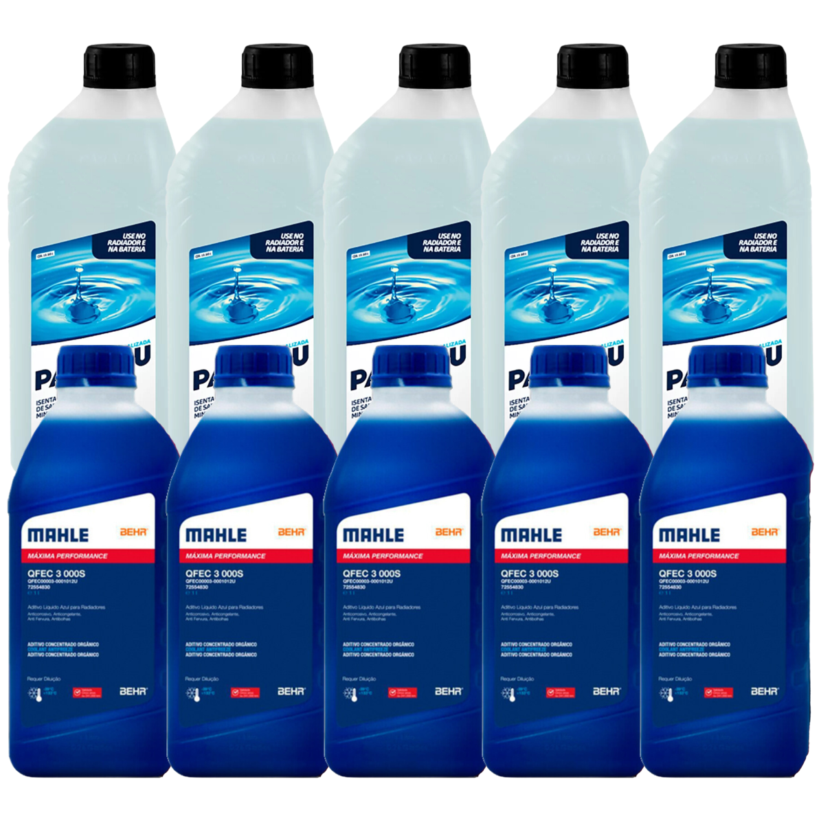 Kit 10 Litros com 5L Aditivo Radiador Azul Mahle + 5L Água - (1)
