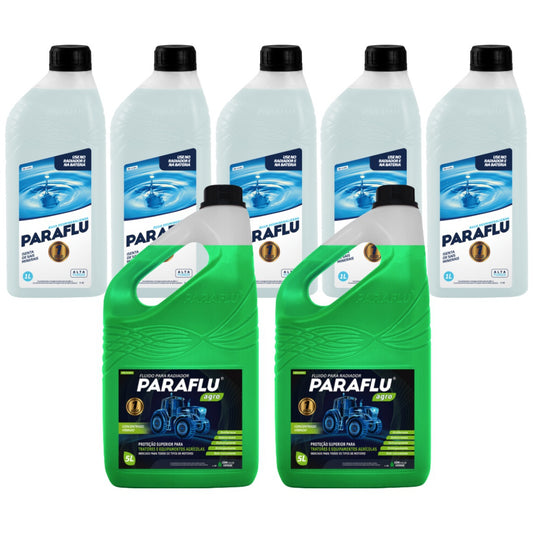 Kit 10 Litros com 5L Aditivo Radiador Agro Verde + 5L Água - Paraflu - 10-3031/10-3057 - (1)