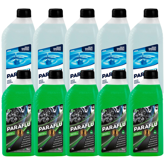 Kit 10 Litros com 5L Aditivo Radiador Verde + 5L Água - Paraflu - 10-3013/10-3031 - (1)