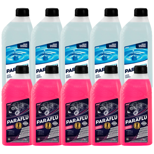 Kit 10 Litros com 5L Aditivo Radiador Rosa + 5L Água - Paraflu - 10-3031/10-3056 - (1)