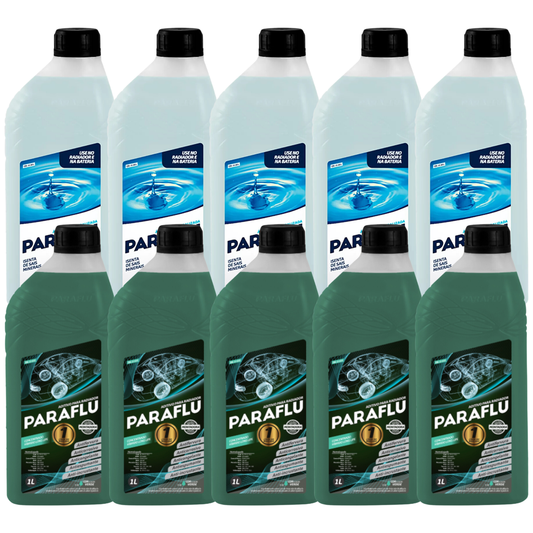 Kit 10 Litros com 5L Aditivo Radiador Verde + 5L Água - Paraflu - 10-3031/10-3055 - (1)