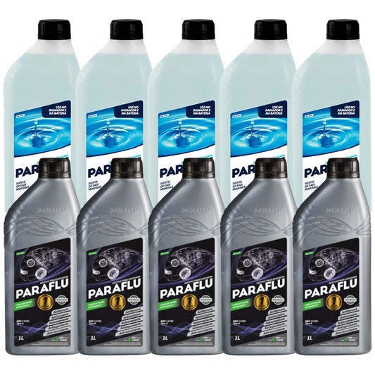 Kit 10 Litros com 5L Aditivo Radiador Verde + 5L Água - Paraflu - 10-3007/10-3031 - (1)