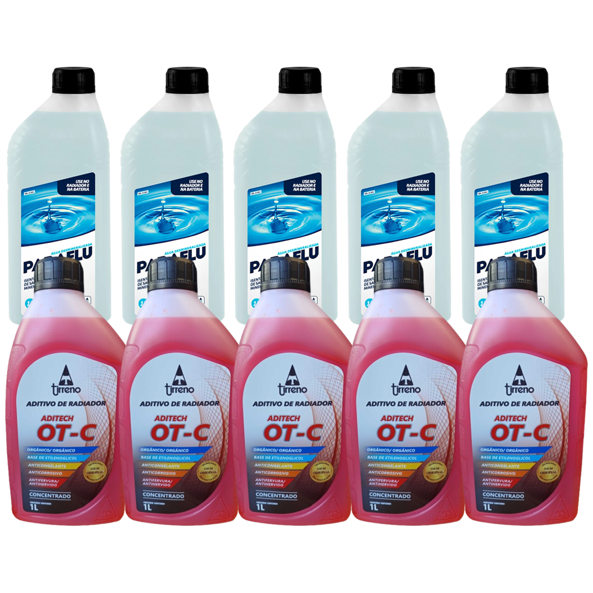 Kit 10 Litros com 5L Aditivo Radiador Laranja + 5L Água - Paraflu/Tirreno - 10-3031/FLU/DS/303FU1 - (1)