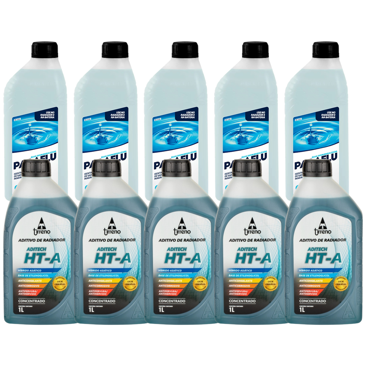 Kit 10 Litros com 5L Aditivo Radiador Azul + 5L Água - Paraflu/Tirreno - 10-3031/FLU/DS/271FU1 - (1)