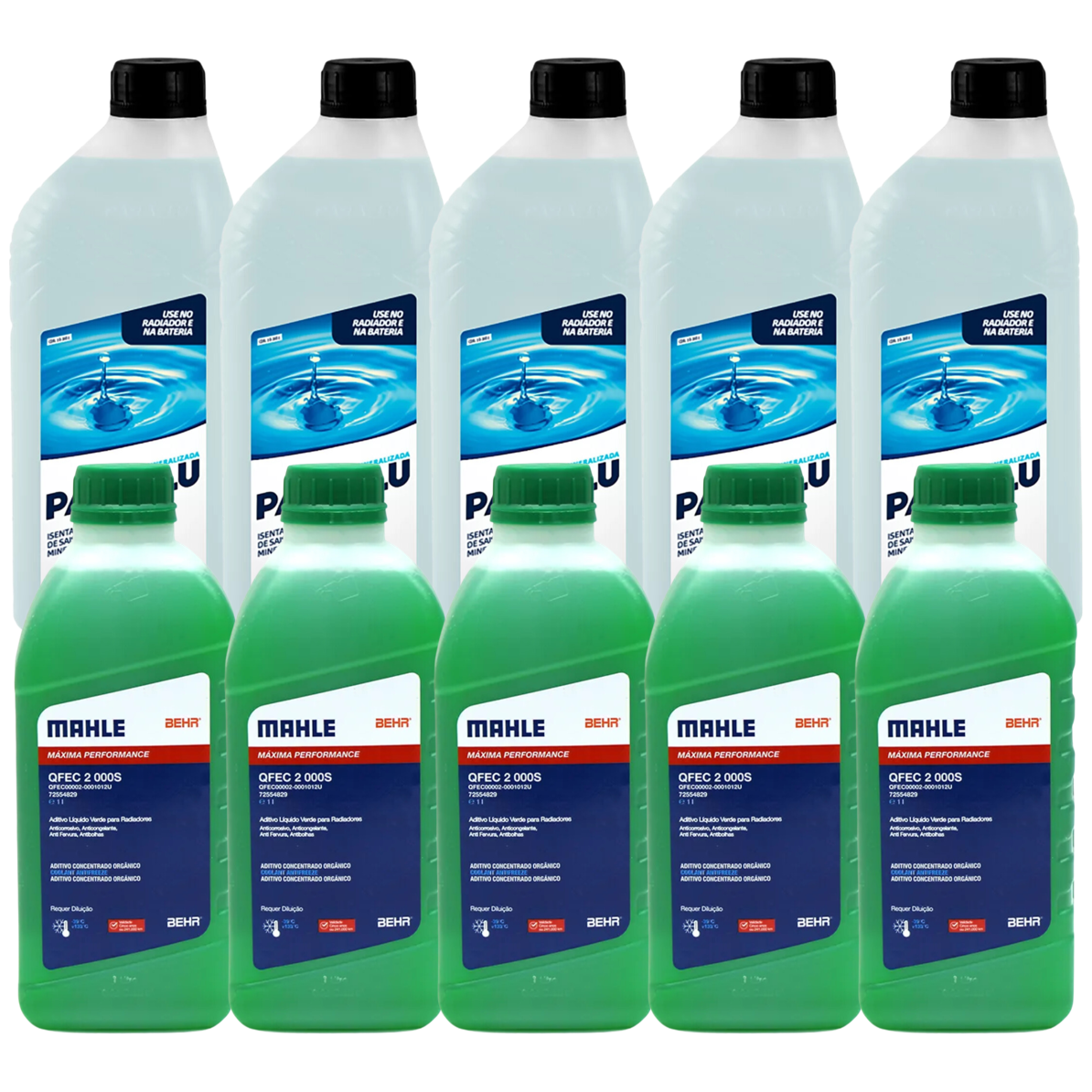 Kit 10 Litros com 5L Aditivo Radiador Verde Mahle + 5L Água - (1)