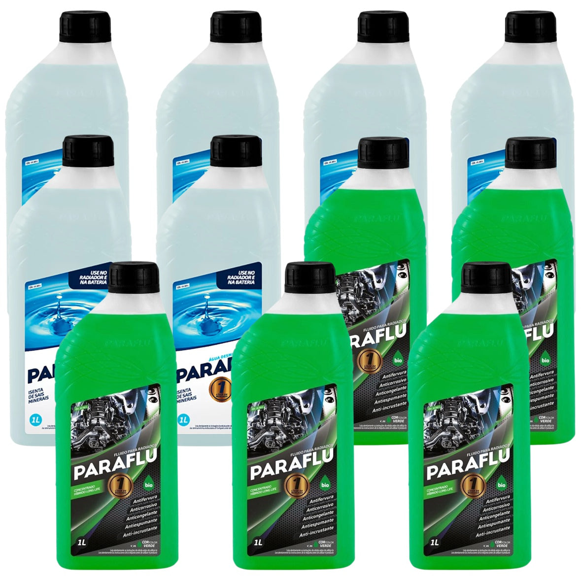 Kit 11 Litros com 5L Aditivo Radiador Verde + 6L Água - Paraflu - 10-3013/10-3031 - (1)