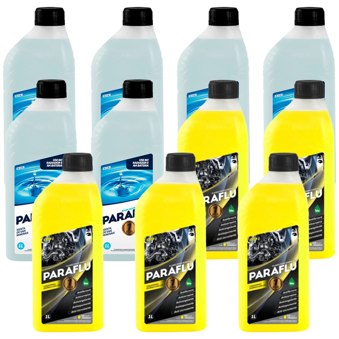Kit 11 Litros com 5L Aditivo Radiador Amarelo + 6L Água - Paraflu - 10-3031/10-3044 - (1)
